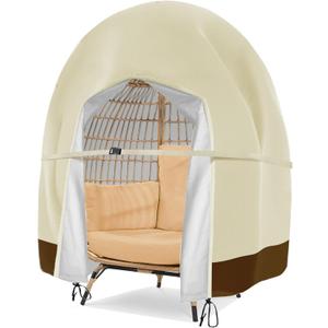 Patio Egg Chair Cover Double Wicker Egg Chair Covers for Outdoor Furniture Egg Swing Loveseat Cover Waterproof 420D Patio Chair Cover 91x80 inches (Beige)