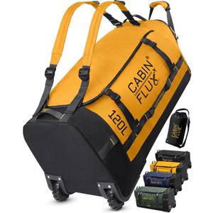 Rolling Duffle Bag with Wheels 31 Inch, 120L Large Foldable Travel Bag, Heavy-Duty Wheeled Luggage for Travel, Sports, Camping & Storage (Beacon Yellow)