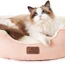 Bedsure Dog Beds for Small Dogs - Round Cat Beds for Indoor Cats, Washable Pet Bed for Puppy and Kitten with Slip-Resistant Bottom, 20 Inches, Peach Pink