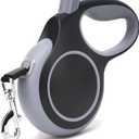 26Ft Retractable Dog Leash, Heavy Duty Great Leash for Dog up to 110 lbs, AntiSlip Rubberized Handle, OneHanded Brake, Strong Nylon Tape, Tangle Free(Large Size), Black