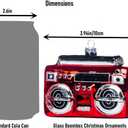Set of 2 Hand Blown Glass Boombox Music Ornaments for Christmas Tree Decorations, Cute Nostalgic 80s Boom Box Radio Cassette Player Blown Glass Christmas Ornaments