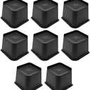 MYMULIKE Bed Risers 4 inch,6 inch, 8 inch, Oversized Furniture Risers, Support Up to 6000 Lbs, Lift 4 inch for Couch, Sofa, Table,Chair Black 8 Pack