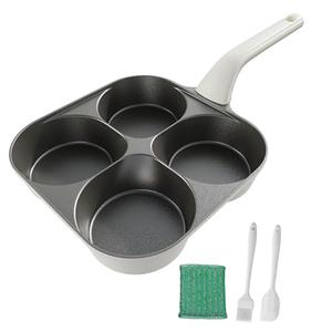 Foorey Home Egg Pan Upgraded Titanium 4-Cup Nonstick Fried Egg Omelette Pan with Ergonomic Handle Breakfast Skillet Pancake Gas Stove and Induction Compatible Ideal for Mom (1, White)