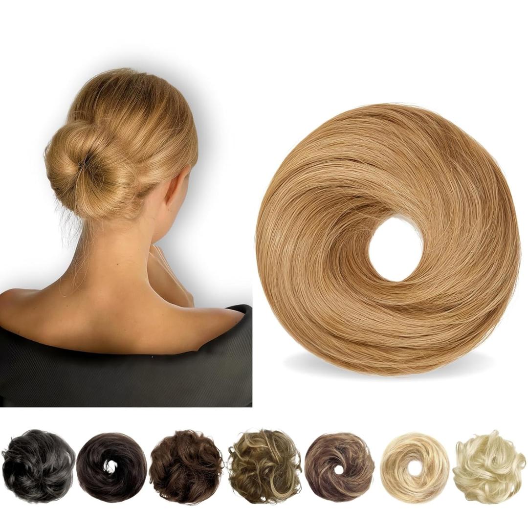 Messy Bun Hair Piece Human Hair, Human Hair Bun for Women Honey Blonde, 5 Inch