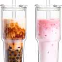 KEMORELA 28 oz Double Wall Glass Tumblers Set of 2, Large Insulated Drinking Glasses for Hot & Cold Drinks, Wide-Mouth Water Cups for Matcha, Iced Coffee, Tea, Smoothies, Dishwasher Safe