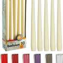 BOLSIUS Ivory Taper Candles - 10 Pack Unscented 10 Inch Dinner Candle Set - 8 Hours Burn Time - Premium European Quality - Smokeless and Dripless Household, Wedding, Party, and Home Dcor Candlesticks