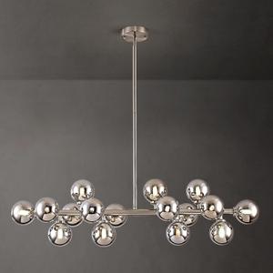 Modern Sputnik Globe Chandelier, 16-Light Mid Century Light Fixture Over Table, Nickel Linear Chandeliers for Dining Room and Kitchen Island (Smoke Grey Glass Bubble Shades, 40 Inch) (Nickel with Somke Grey Lampshad)