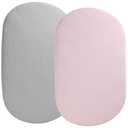 Muslin Bassinet Sheet Compatible with UPPAbaby Bassinet, 2 Pack Cotton Stylish Boho Fitted Bassinet Sheets for Baby Grey & Pink