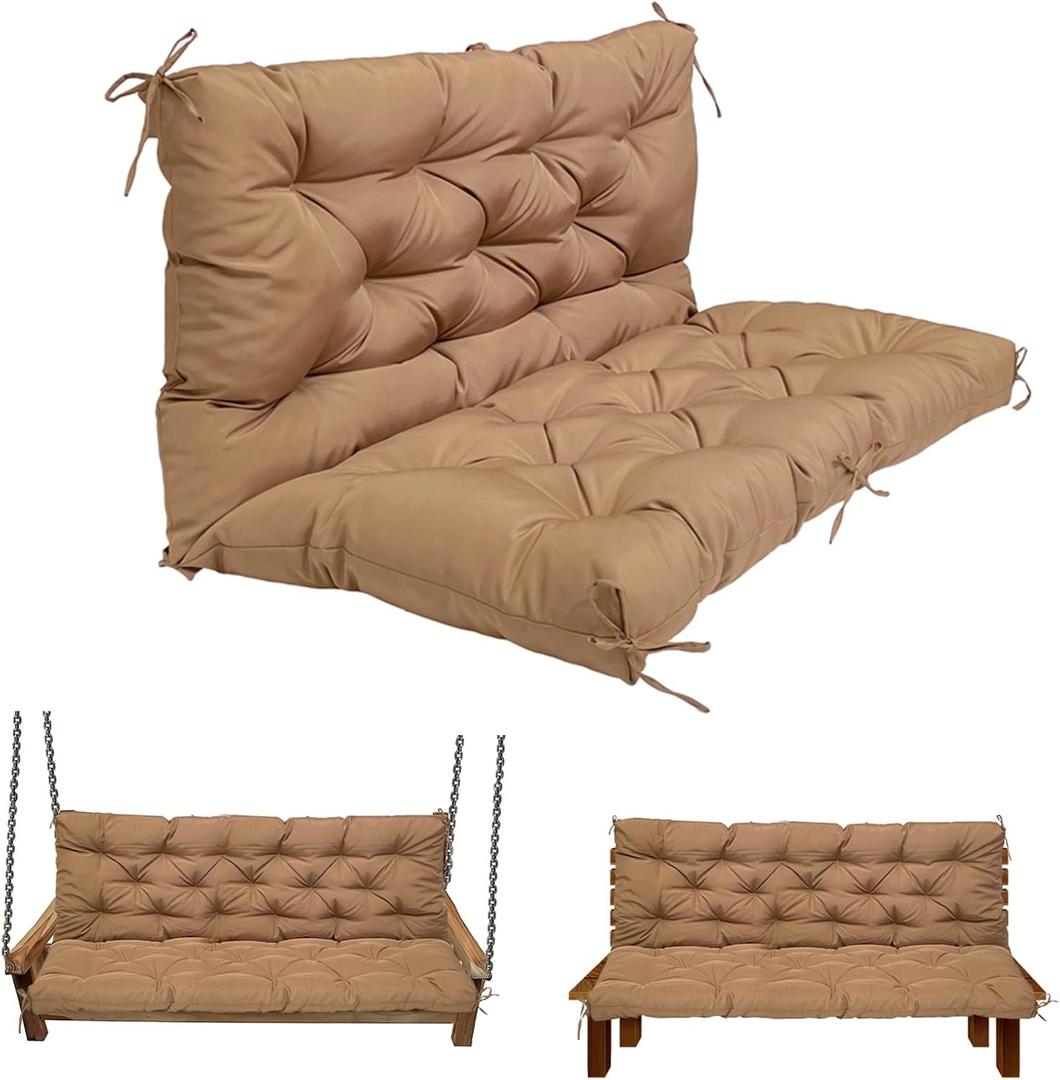 Swing Replacement Cushions for Outdoor: 2-3 Seater Bench Waterproof Cushion with Ties - 4in Thick Swing Cushion for Garden Furniture Patio Porch