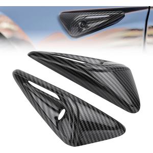 Side Camera Protection Cover for 2024-2026 Tesla Model 3/Y HW4.0 Side Camera Full Cover Vehicle Molding Car Turn Signal Exterior Trim 2PCs (Glossy Carbon Fiber Pattern-Full)