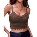 Avidlove Crop Tops for Women Sleeveless V Neck Camisoles Racer Back Braletts Double-Layered Strapless Basic Tops, Brown, XL