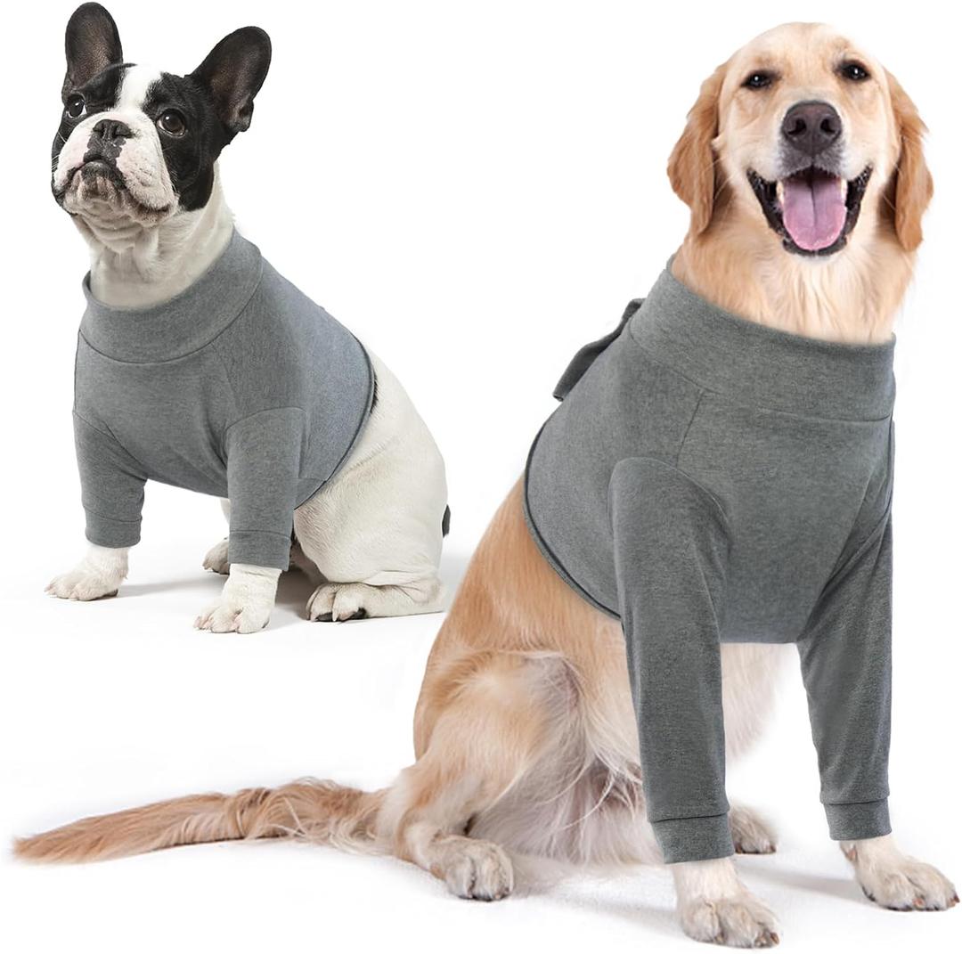 IDOMIK Dog Recovery Suit, Dog Surgery Recovery Suit Front Legs, Comfy Joint Leg Sleeves After Surgery, Elbow Braces Protector for Leg Injuries & Joint Pain, Cone Collar Alternatives, Grey, 3XL (3XL(Chest Girth:34.3"))