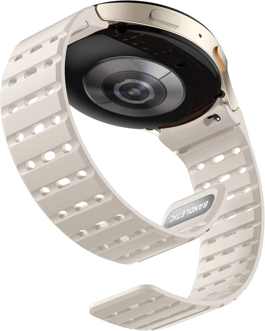 Bandletic Magnetic Silicone Band Compatible with Samsung Galaxy Watch 7 6 5 4 FE 40mm 44mm/for Galaxy Watch 6 4 Classic 43mm 47mm 42mm 46mm/Watch 5 Pro 45mm, 20mm No Gap Sport Strap for Men Women