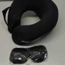 jiaao Neck Pillow Airplane, Memory Foam Travel Neck Pillows for Long Flight, 3D Eye Masks, Ear Plugs and Portable Drawstring Bag, Napping Pillow for Home, Road Trips, Sleep Rest and Travel Use