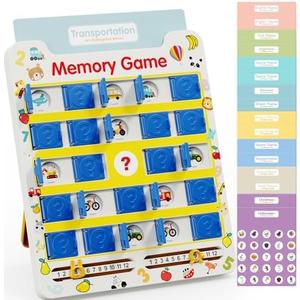 Matching Memory Game for Kids Age 3 4 5 6 7 8 9 Year Old, Travel Toys for Boys Girls 8 Double-Sided Cards Board Games Road Trip Essentials Airplane Car Camping Activity Ideal Christmas Birthday Gifts