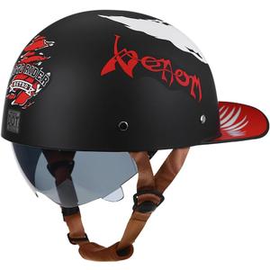 Vintage Retro Open Face Motorcycle Helmet Baseball Cap Half Helmets with pull-down Lens for Men Women Moped Cap Jet Scooter Street Cruiser - DOT Certified (Moto Rider, X-Large)