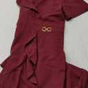 KnoInt Burgundy Bodycon Short Sleeve Dresses for Women V Neck Summer Wrap Ruffle Hem Party Dress with Back Zipper, XX-Large