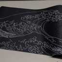 Japanese Gaming Mouse Pad Abstract Black Mouse Pad 31.5x11.8 Inch Black Sea Wave Texture Non-Slip Rubber Base Large Ocean Mousepad Stitched Edges Keyboard Mouse Mat Desk Pad for Office and Home