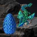 2 x 3D Printed Dragon Eggs Mystery Dragon Egg Glow in The Dark Articulated Animals Fidget Toy Crystal 3D Print Dinosaur Eggs for Kids Boys Girls Home Decor (Laser Green-12inch)