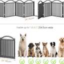 BHG Metal No-Assembly Freestanding Dog Gate with Door Walk Through, Extra Wide 96", Extra Tall 32" Pet Gate, Accordion Puppy Folding Playpen Dog Fence, with 4PCS Support (Black, 8 Panels)