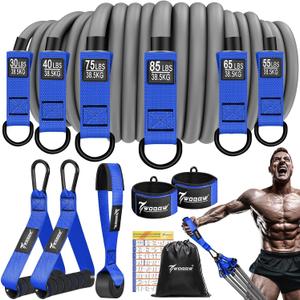 Heavy Resistance Bands for Working Out, 350lbs/450lbs Exercise Bands with Handles, Workout Bands Set for Men, Fitness Weight Bands for Muscle Strength Training, Stretching, Slim, Home Gym Equipment (Blue)