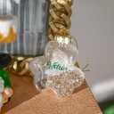 DN DECONATION St Patricks Day Decorations Shamrock Ornaments for Tree Mini Clover Lucky Irish Green Hanging Bauble for St Patricks Day, Glitter Glass Hanging Ornaments Ball for Irish Christmas Decor (Green & White - 6pcs)