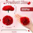 Thiccywoov 100 Pcs Flowers Long Stem Artificial Rose, 3.2 Inches Silk Rose Head Flowers Fake for Wedding Bridal Bouquet Home Floral Decor DIY Centerpieces Arrangements Party Tables Decorations (Red)