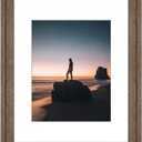 Golden State Art, 16x20 Picture Frame - Displays 11x14 Photo with Mat or 16x20 Without Mat, Wide Moulding Solid Wood Frame for Wall Display, Distressed Brown