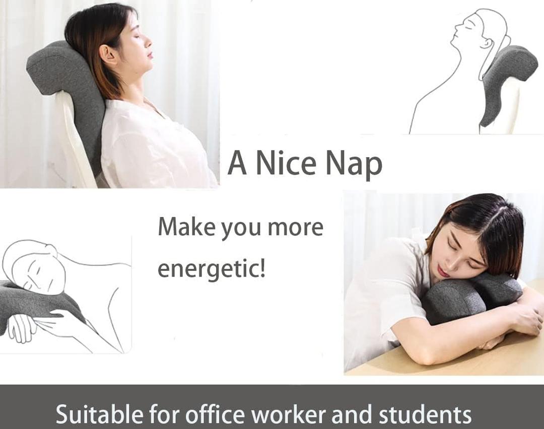 Fcare Desk Pillow for Napping, Travel Neck Pillow Memory Foam Wedge for Sleeping, Slow Rebound Back Pillow (Slightly Hard) for Slender Ladies & Teenagers, Comfortable Washable Velvet Cover