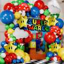 ALL-IN-1 Video Game Balloon Arch Kit with BONUS Mushroom, Cloud & Star Balloons - Red Blue Green Yellow Balloon Garland for Gamer Birthday Party Decorations & Party Supplies