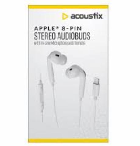 Acoustix Apple 8-pin Stereo Audiobuds With In-Line Microphone And Remote White
