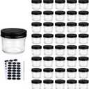 QAPPDA 4oz Glass Jars With Lids,Small Mason Jars,Mini Canning Jars With Black Lids For Honey,Jam,Jelly,Wedding Favor,Shower Favors,Spice Jars For Kitchen Storage & Home,Set of 40