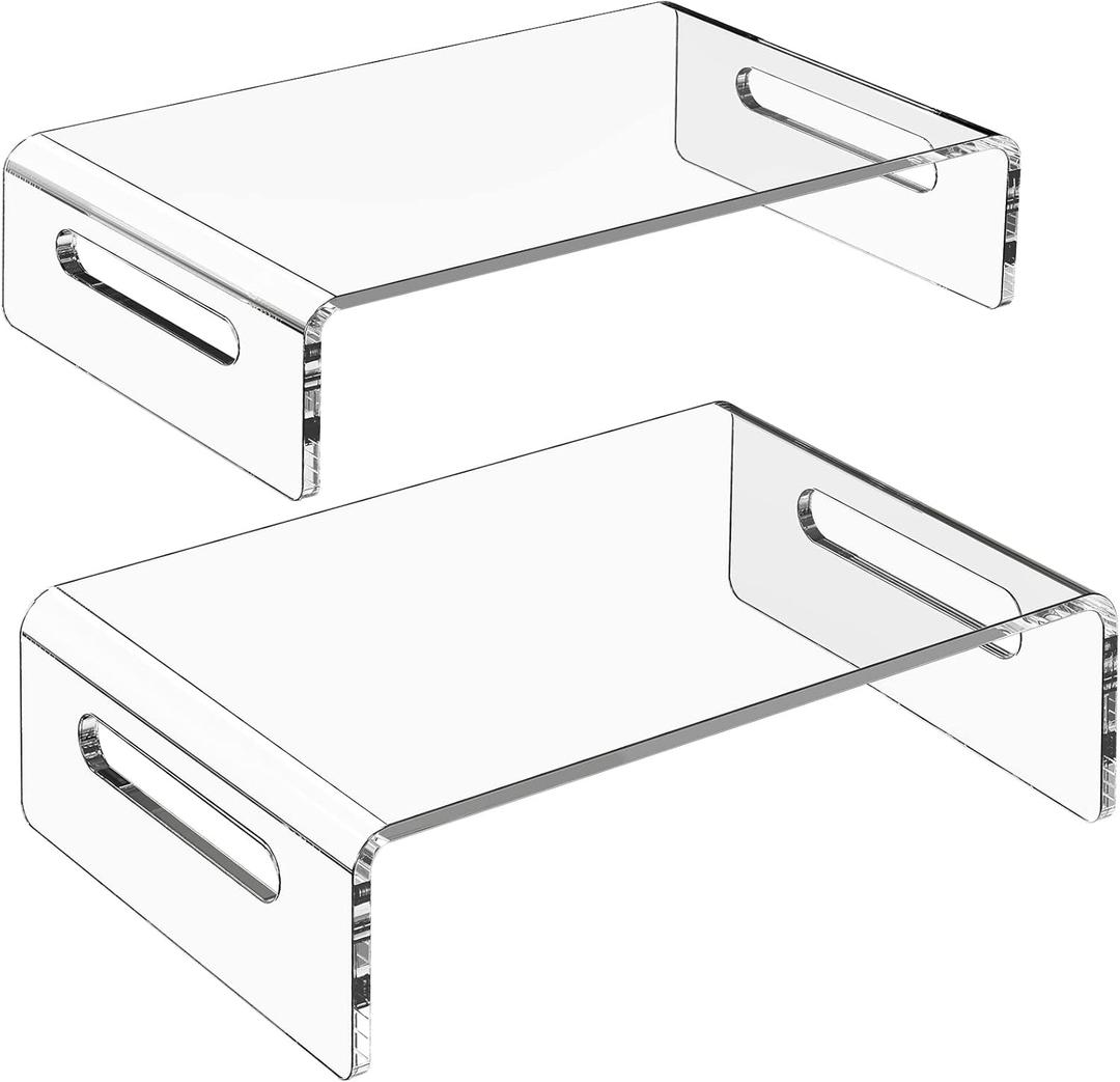 Zimilar 2 Pack Monitor Stand Riser, Acrylic Monitor Stand for Computer, Laptop, Printer, Notebook, Premium Clear Laptop Stand Acrylic Monitor Riser for Home Office, Monitor Stands for 2 Monitors