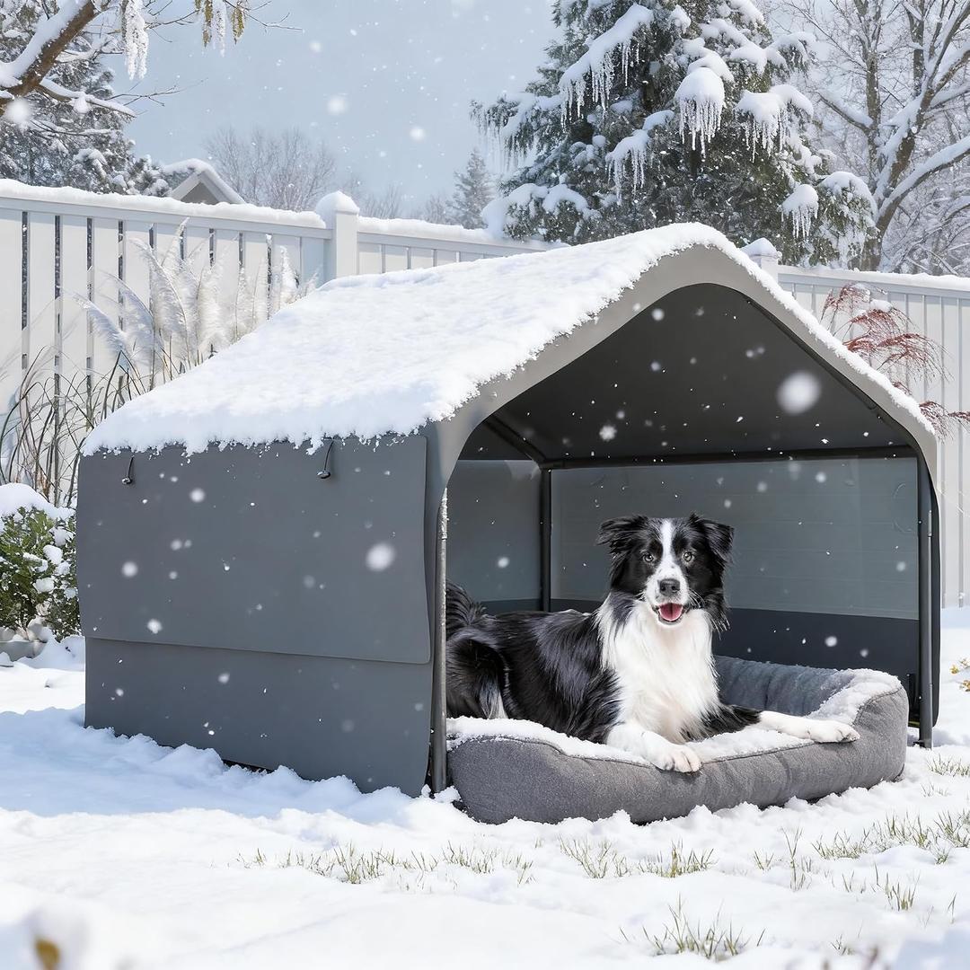 Extra Large Dog Shade Shelter 4'x4'x3' Waterproof, Outdoor Tent Canopy with Three-Sided Breathable Mesh Windows for Pet Medium Large Dogs, Cats, Pigs