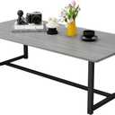 Farmhouse Coffee Table Rectangular Center Table for Living Room Table Wooden Tabletop with Metal Frame,Mid Century Modern Design,Easy Assembly,Wood Coffee Table,Grey