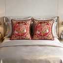 SZHELEJIAM Embroidered Pillow Cover Set of 2, Jacquard Throw Pillow Covers,Vintage Floral Decorative Cushion Covers for Sofa, Bed, Lounger.18.8x18.8 Inch Red