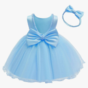  Baby Backless Pageant Dress Toddler Girls Tutu Gown Flower Dresses with Headwear, Size 07