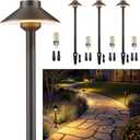 Gardenreet Low Voltage Landscape Lighting Brass - 12v Pathway Lights Waterproof, Hardwired Path Light Outdoor, Antique Bronze for Exterior Patio Garden with 3W 2700K Warm White G4 Bulb (4 Pack)