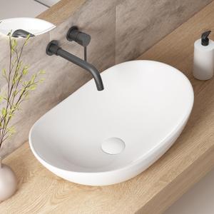 Large Bathroom Vessel Sinks: 24″x14″ Oval Bathroom Sink Bowl, Countertop Bathroom Sinks Ceramic Bathroom Vanity Sink Modern Vessel Sinks for Bathrooms