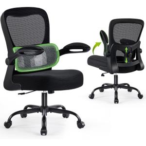 AreShark Office Chair Ergonomic Desk Chairs with Adjustable Lumbar Support, High Back Breathable Mesh Chair with Wheels& Flip-up Armrests,Rolling Swivel Comfy Task Computer Chair for Home Work Gaming