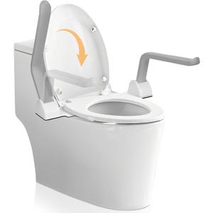 WICHEMI Toilet Safety Rails for Seniors Toilet Rails with Arms Foldable Toilet Handrails Aluminum Alloy Armrest Hand Rail Heavy Duty 480LBS Toilet Safety Frame for Elderly, Handicap, Pregnant (White)
