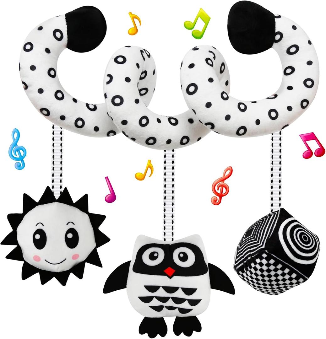 Black and White High Contrast Baby Toys - Sensory Infant Hanging Carseat & Stroller Toy for Newborns 0-6,6-12Months Perfect Easter Birthday & Baby Shower for Babies Boys Girls