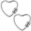 2pcs Heart-Shaped Screw Locking Jump Rings, 925 Sterling Silver Jewelry Clasp, Small Screw Lock Clasp for Keychain Bracelets Necklaces Jewelry Making
