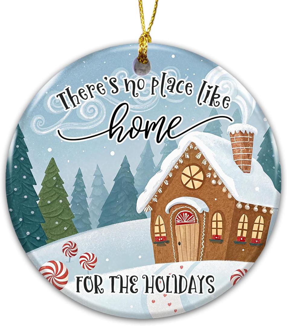 5 x Family Ornament 2025, Cozy Home Predent for Family, New Homeowners, Friends & Loved Ones - Theres No Place Like Home, White Elephant Gift Ornament, Housewarming Gift