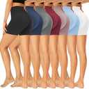 GROTEEN 7 Pack High Waisted 5''/8'' Biker Shorts for Women - Buttery Soft Black Workout Yoga Running Spandex Yoga Shorts, S-M