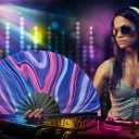 Large Folding Hand Rave Fan Popping Fan for Line Dancing Clacking Fans for Dance,Party,Decoration,Festival (Purple Basses)