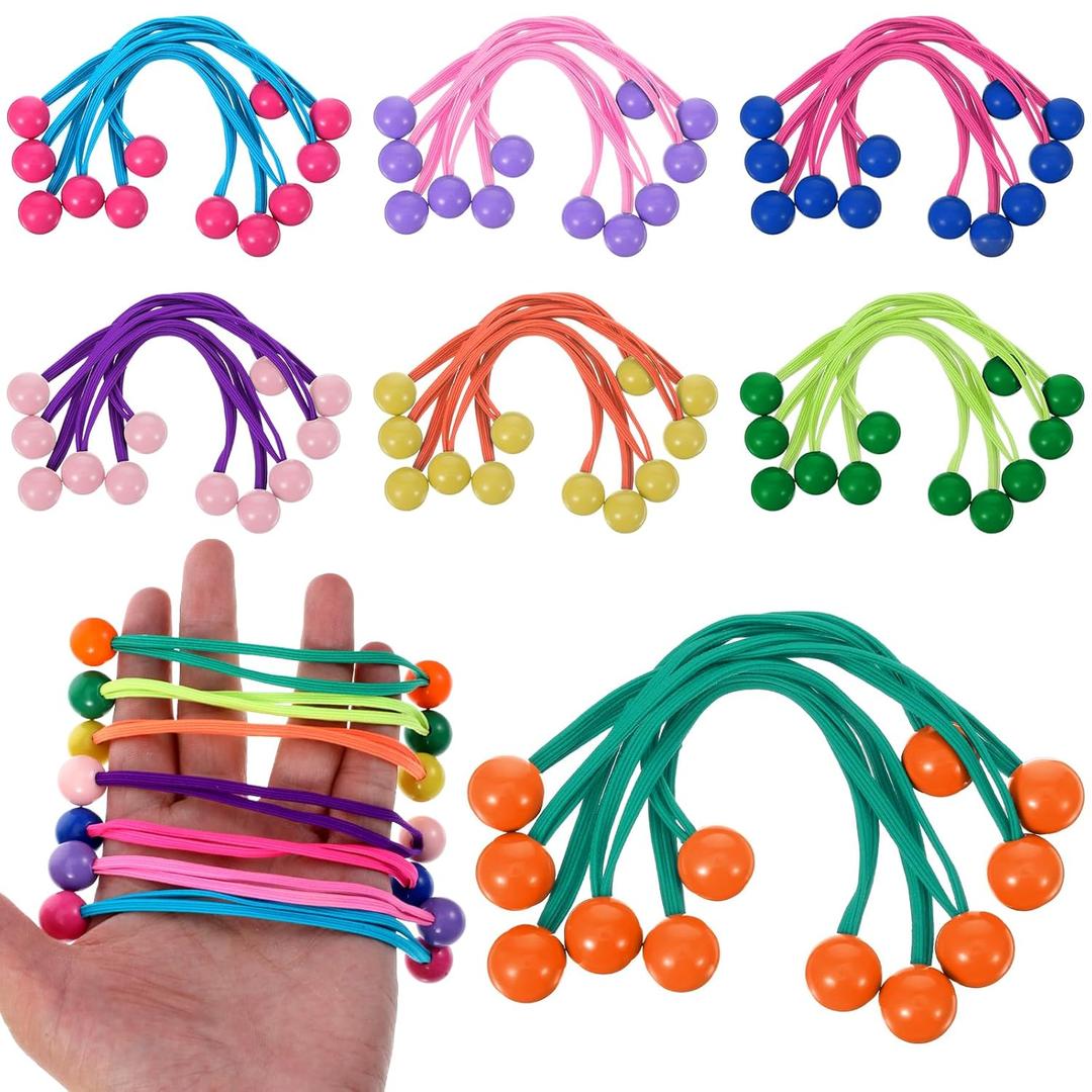 42 Pcs Double Balls Hair Ties, Colorful Hair Balls for Girls Hairs, Ball Bubble Ponytail Holders Hairs Elastics Collection(7Colors)