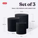Keter Cylinder Set of 3 Rattan Resin Planter for Indoor and Outdoor Plants Ideal Decorative Planter for Porches and Patio Decor, Black