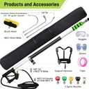 24 FT Telescoping Pressure Washer Wand with Pressure Washer Extension Wand,Gutter Cleaner Attachment, Pressure Washer Telescoping Wand with 5 Spray Nozzle Tips, 2 Hose Inlet Adapters, Brush Head