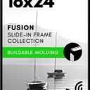 Americanflat 18x24 Poster Frame with Polished Front Cover - Slide-In Photo Frame with Buildable Molding - Fusion Collection - Picture Frames for Wall Display - Black